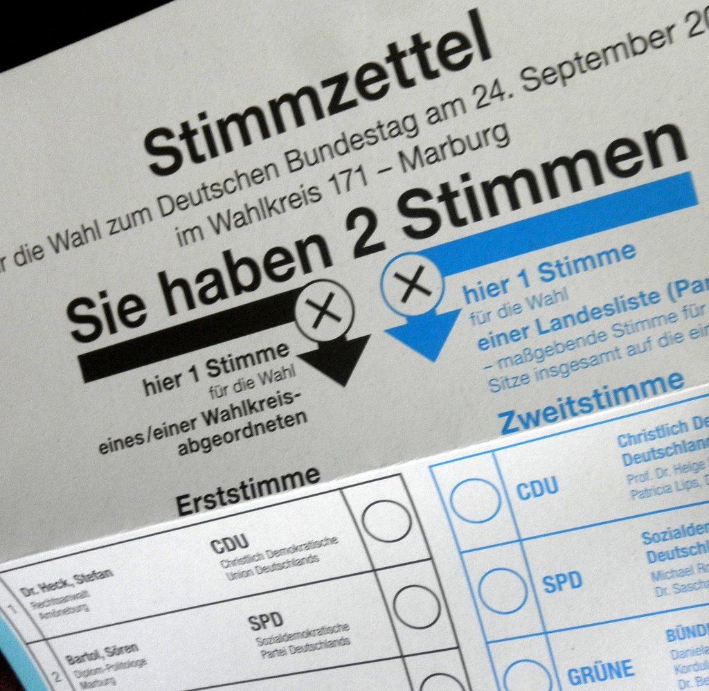 Stimmzettel zur Bundestagswahl 2017 für den Wahlkreis 171